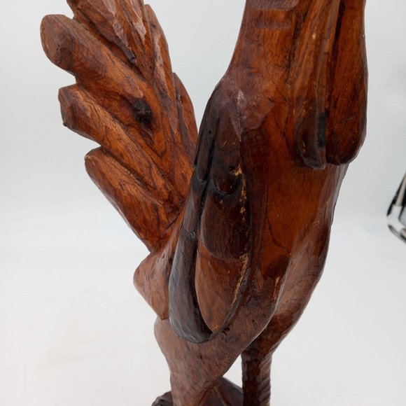 Vintage Carved Rooster Sculpture Wood Carving Chicken 19 Inch As Is Read - Picture 8 of 16
